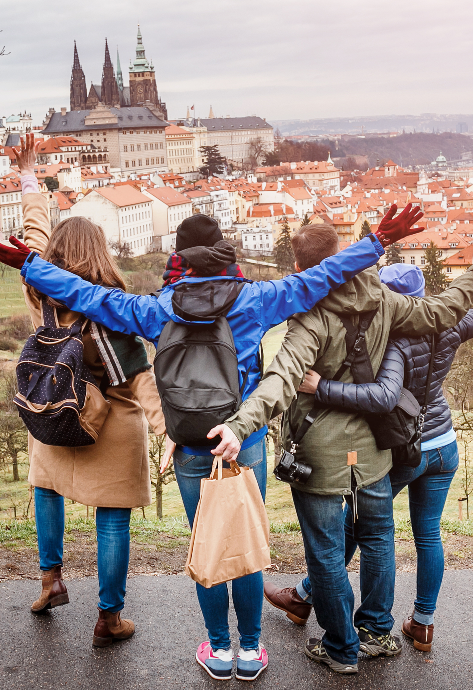 Group of people on an international trip.